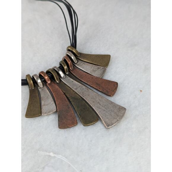 Vintage Chico's mixed metals +Leather necklace 16-20"Ethnic16-20" with extender - Picture 5 of 7